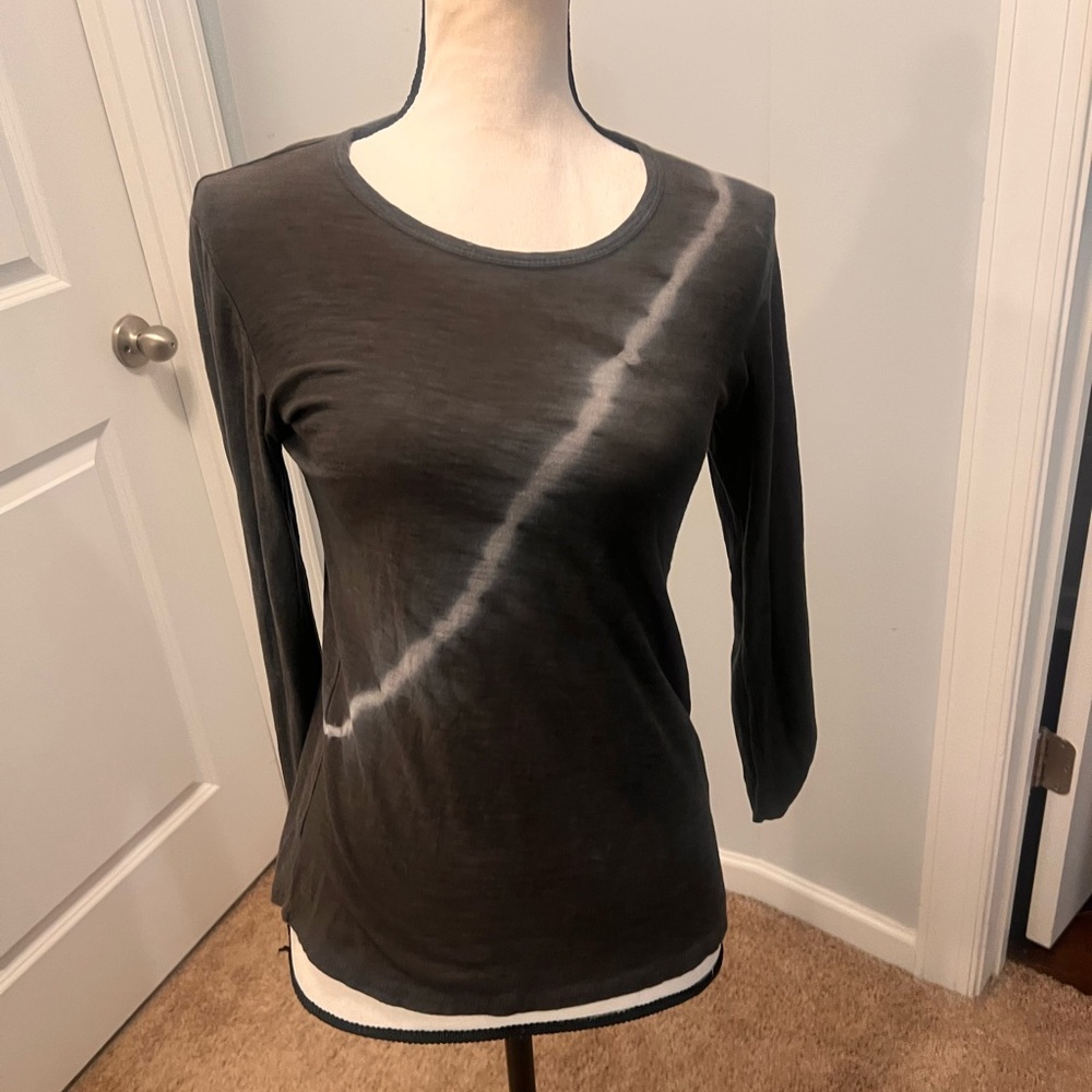 James Perse Standard Black Tie Dye Long Sleeve Tee Size 0 NWOT